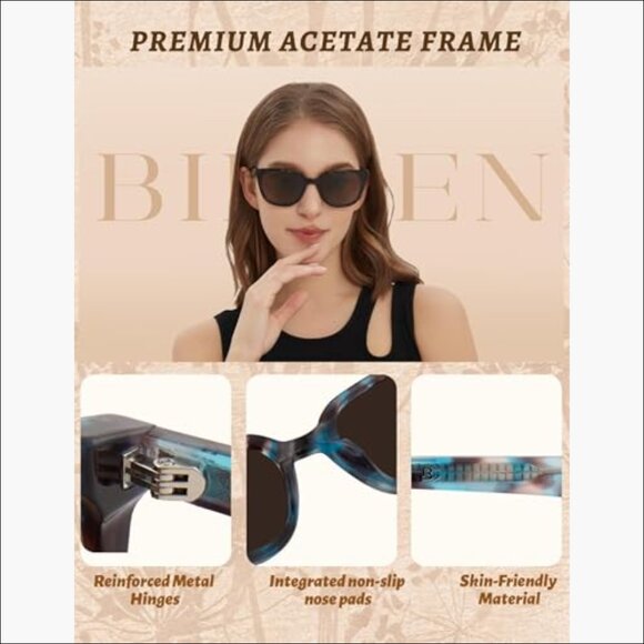 Polarized Cat-Eye Sunglasses with Acetate Frame and Nylon Lens display picture 2